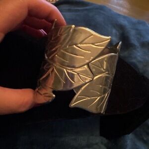 Silver Leaf Design Cuff Bracelet
